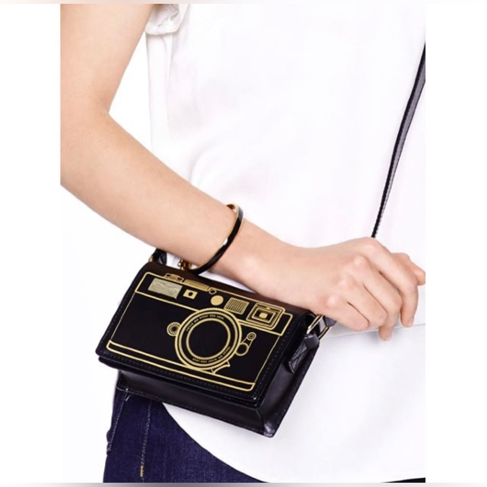 NWT Kate Spade | Gwen Camera Crossbody Bag | Lemon Street | Black & Gold